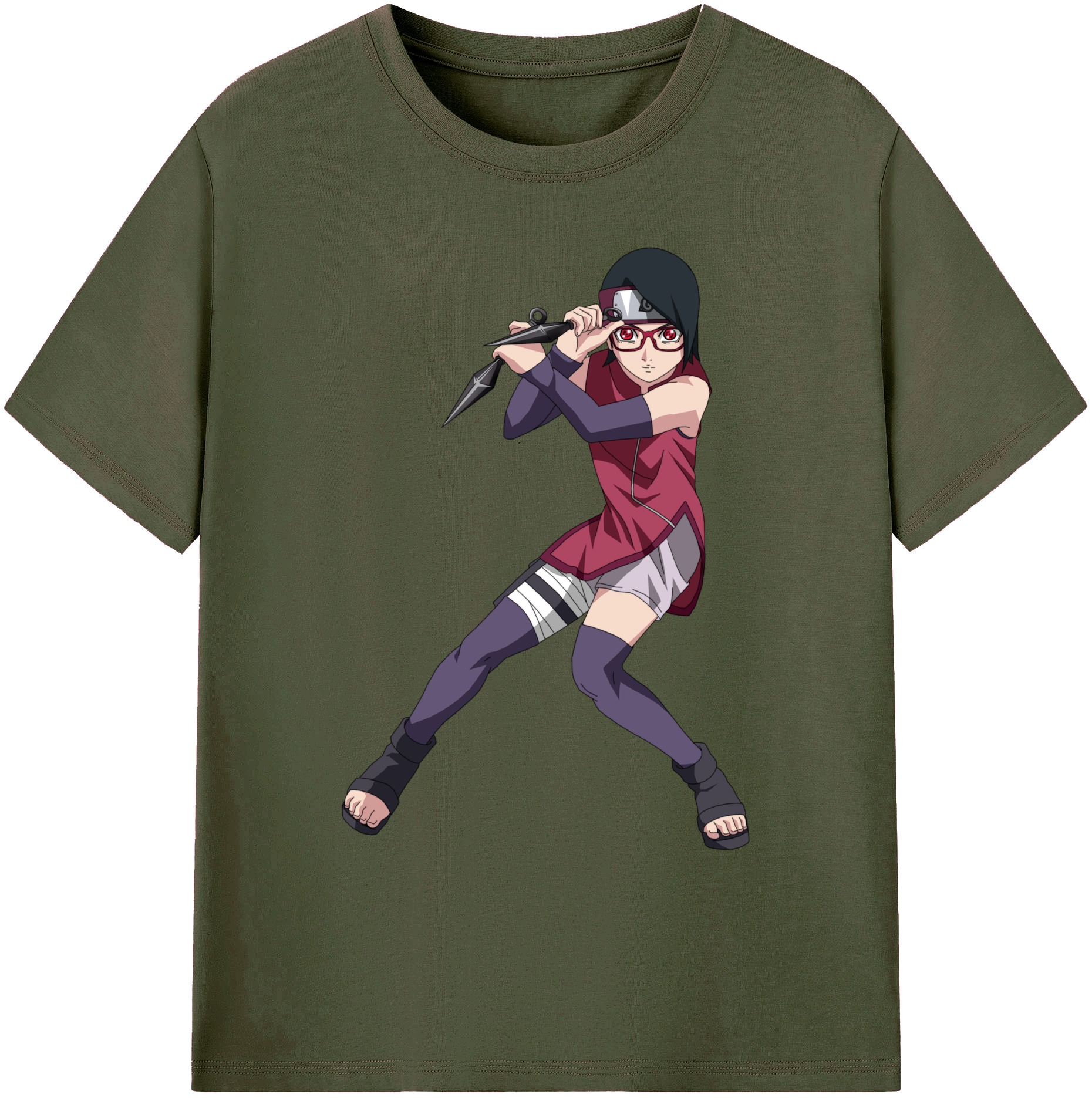（画像用） NARUTO -ナルト- うちは サラダ Uchiha Sarada 綿100％ メンズ半袖Tシャツ｜肌触りやわらか＆通気性